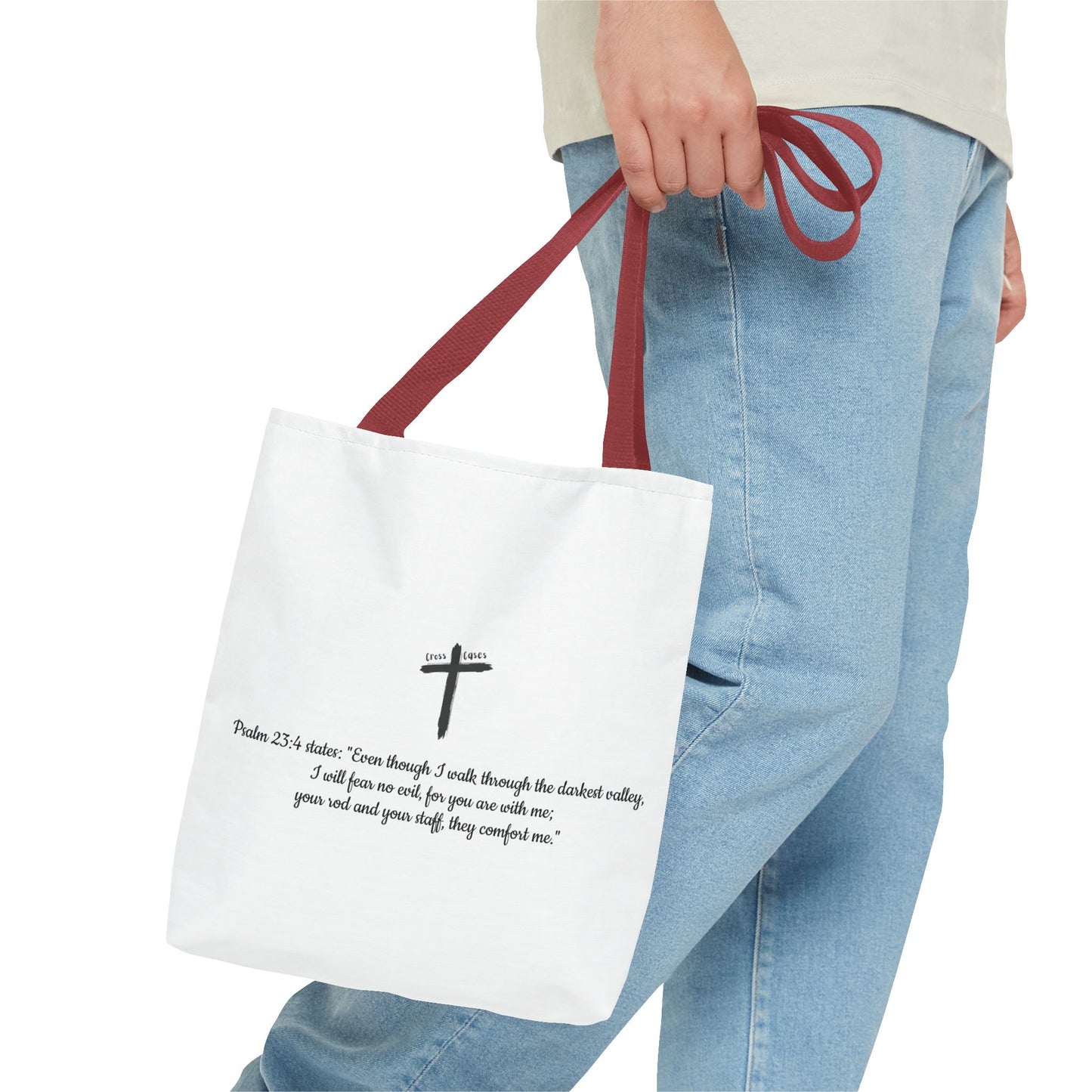 Inspirational Tote Bag - Psalm 23:4 Quote for Daily Motivation