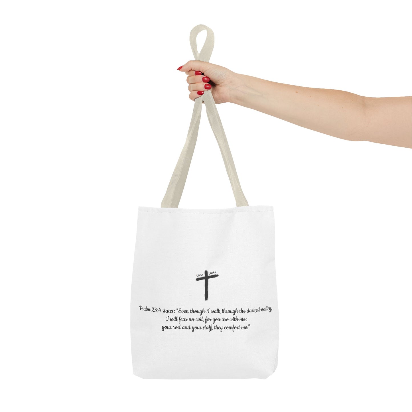 Inspirational Tote Bag - Psalm 23:4 Quote for Daily Motivation