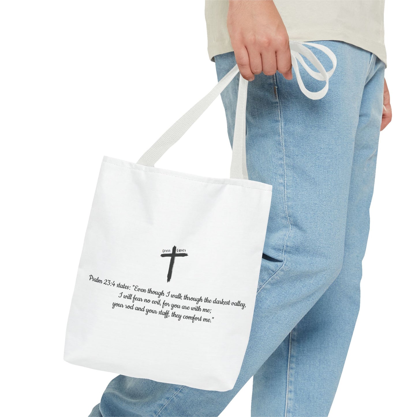 Inspirational Tote Bag - Psalm 23:4 Quote for Daily Motivation