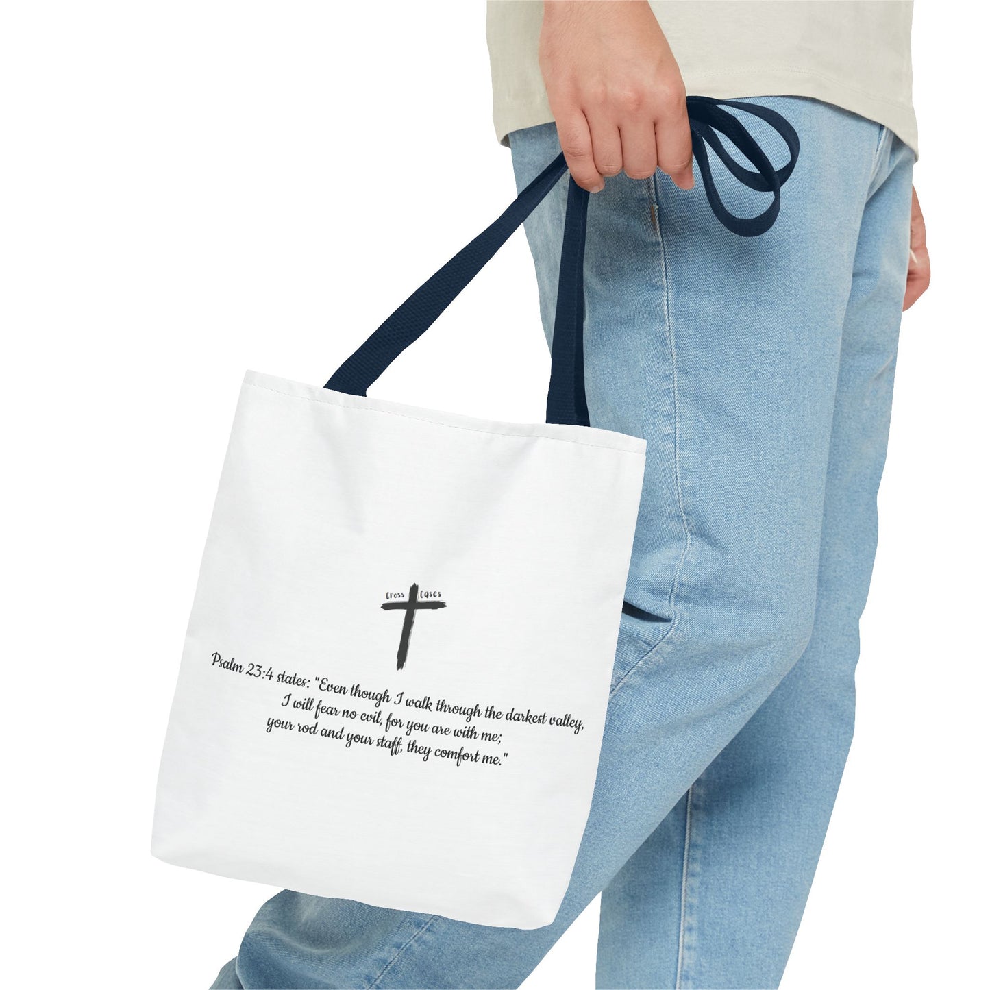 Inspirational Tote Bag - Psalm 23:4 Quote for Daily Motivation