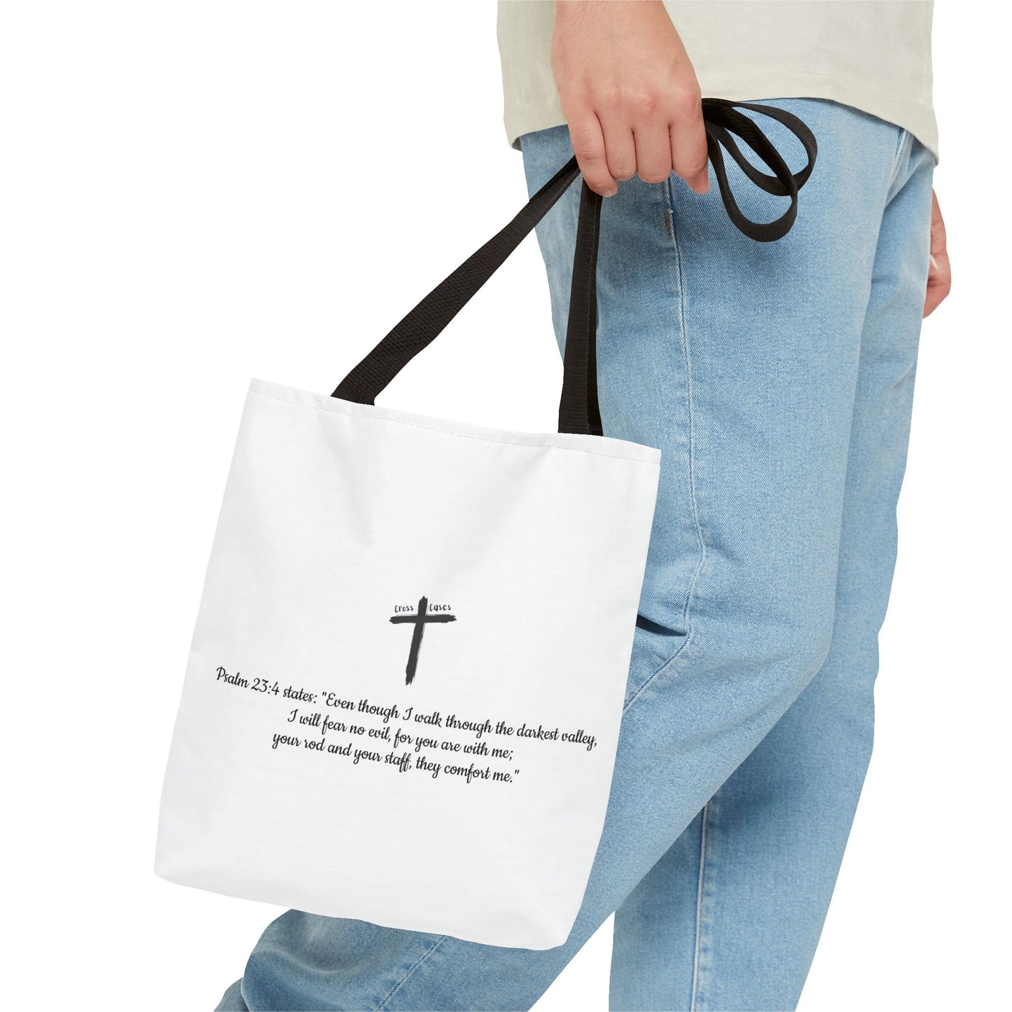 Inspirational Tote Bag - Psalm 23:4 Quote for Daily Motivation