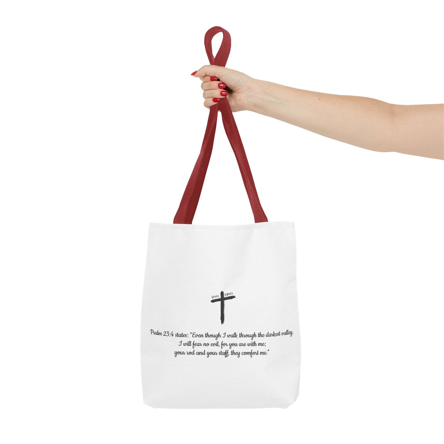 Inspirational Tote Bag - Psalm 23:4 Quote for Daily Motivation