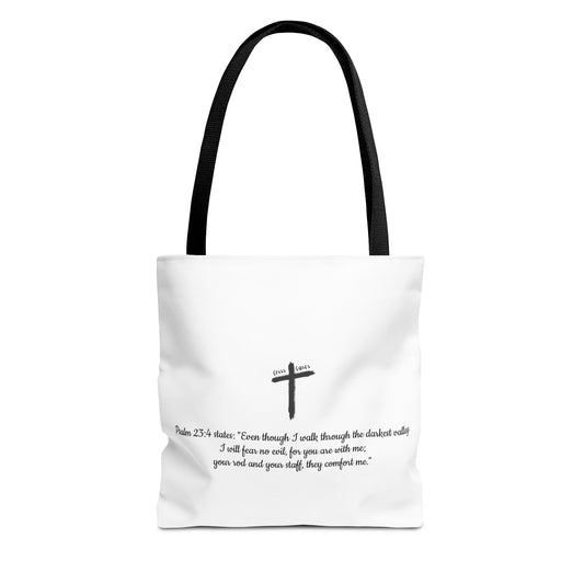 Inspirational Tote Bag - Psalm 23:4 Quote for Daily Motivation